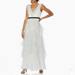 BCBG MAXAZRIA Women's Dot Ruffle Tulle Gown.